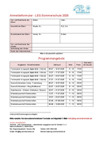 Anmeldeformular LEG Sommerschule 2026 Anmeldeformular LEG Sommerschule 2026